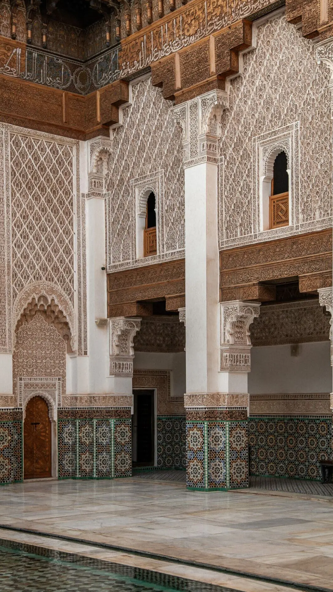Marrakech is a living museum — its monuments like Bahia Palace, Saadian Tombs, and Koutoubia Mosque echo centuries of art, power, and culture.